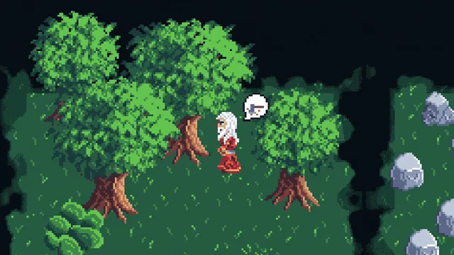 Runes & Revenue: the woods outside the shop, trees being felled