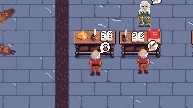 Runes & Revenue: the shopkeeper writing an order down