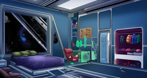 Under The Stars: the interior lounge area of the ship Icarus