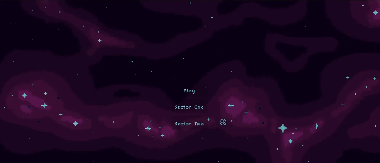 Warpshift main menu: Play, Sector One and Sector Two over a purple nebula